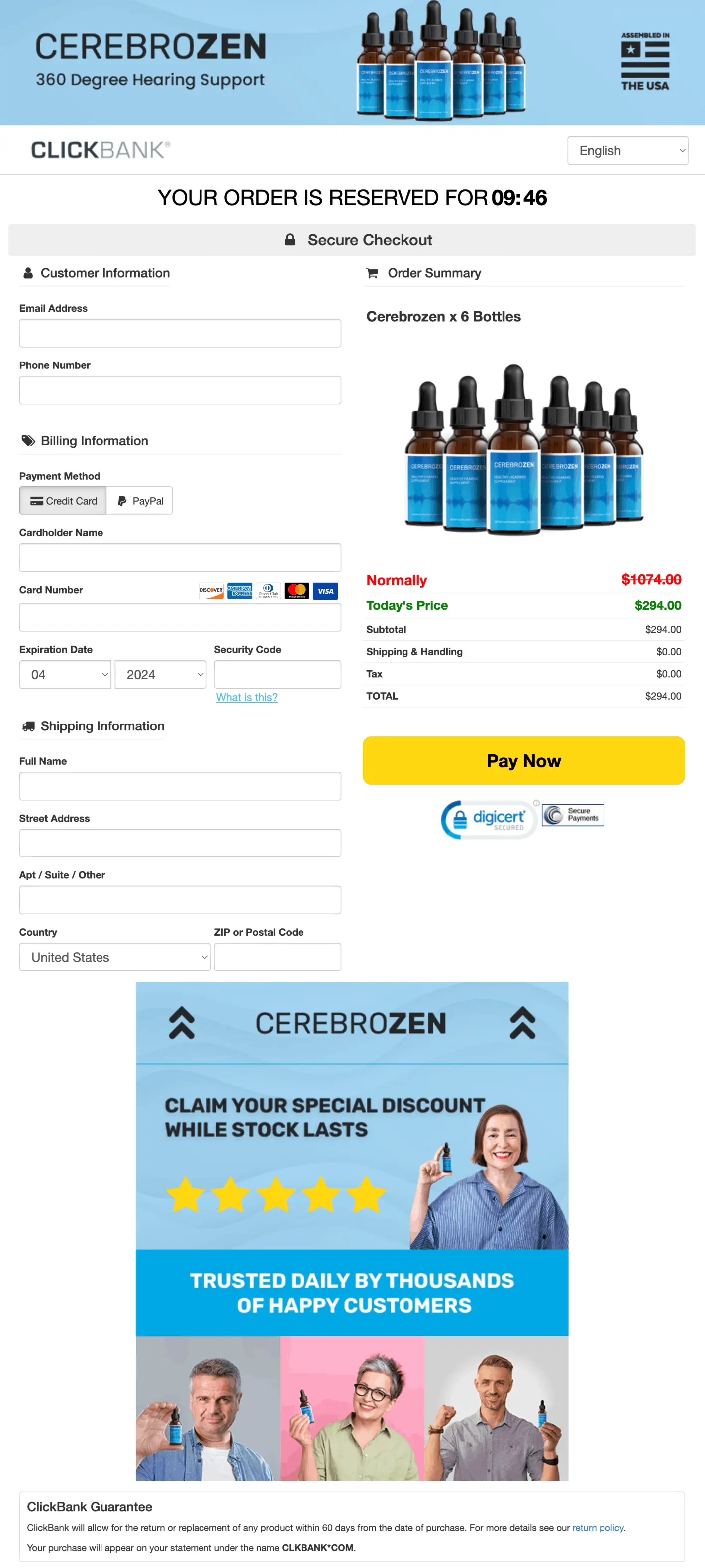 CerebroZen checkout page